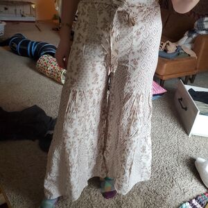 SHEIN Cream and Brown Wide Leg Pants